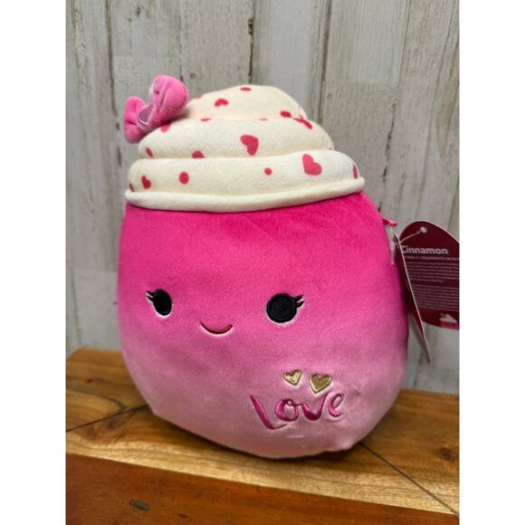 NWT Squishmallows 10" Cinnamon Pink Milkshake Valentine Plush Toy - Picture 1 of 6